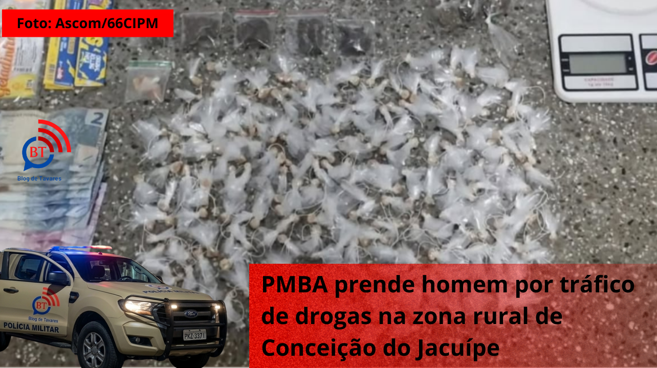 PMBA prende homem por tráfico de drogas na zona rural de Conceição do Jacuípe 