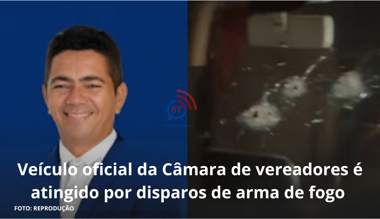 Veículo oficial da Câmara de vereadores é atingido por disparos de arma de fogo 