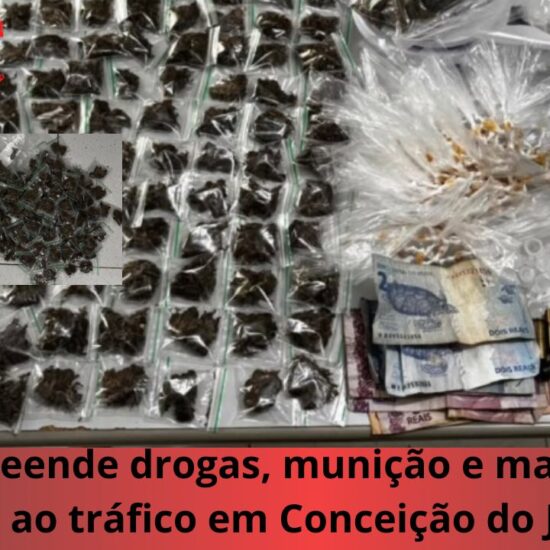 PM apreende drogas, munição e materiais ligados ao tráfico em Conceição do Jacuípe 