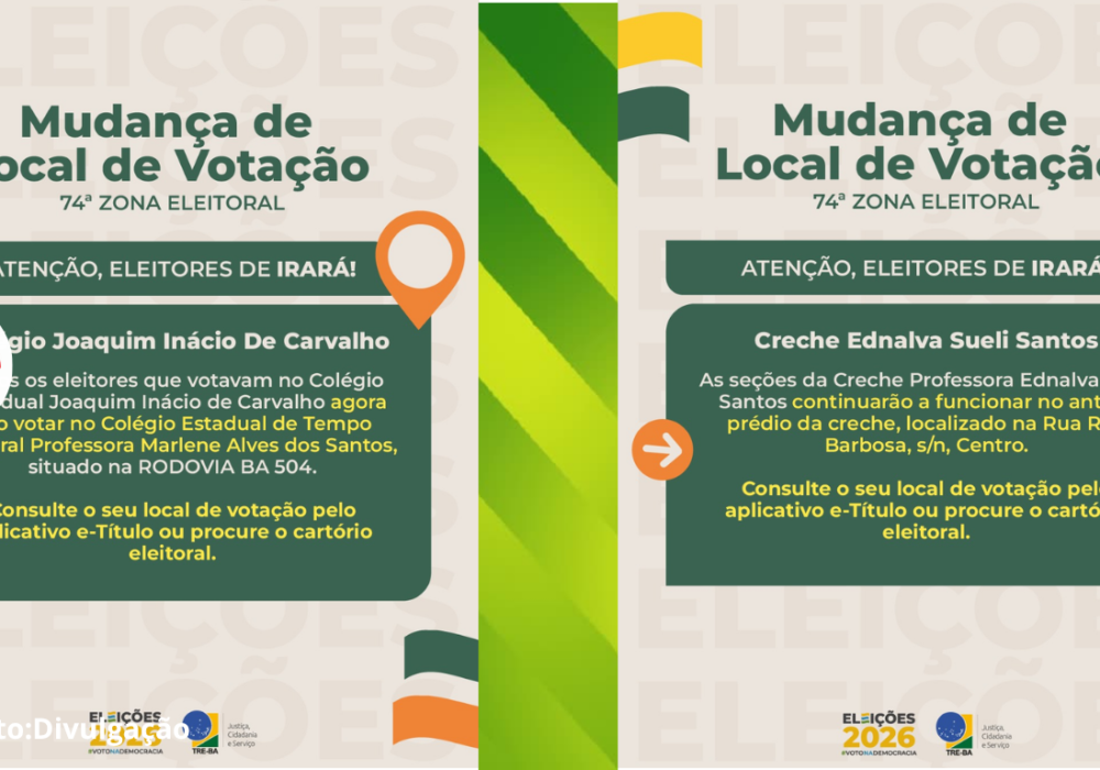 Eleições 2026: Irará se prepara para receber eleitores no primeiro turno de votação 