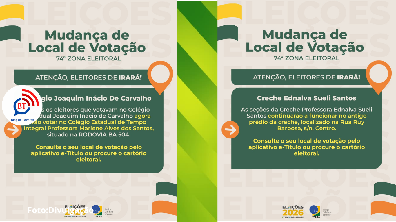 Eleições 2026: Irará se prepara para receber eleitores no primeiro turno de votação 