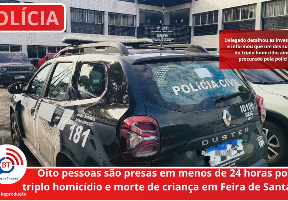 Oito pessoas são presas em menos de 24 horas por triplo homicídio e morte de criança em Feira de Santana