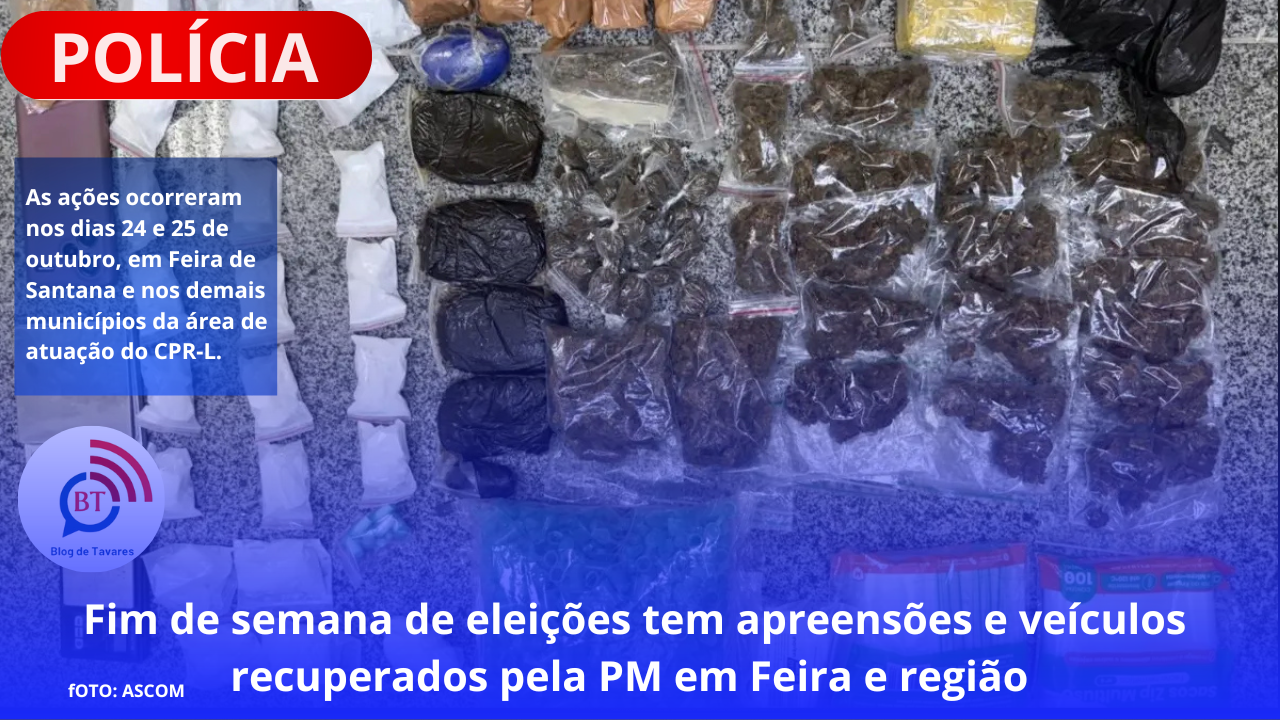 Fim de semana de eleições tem apreensões e veículos recuperados pela PM em Feira e região 