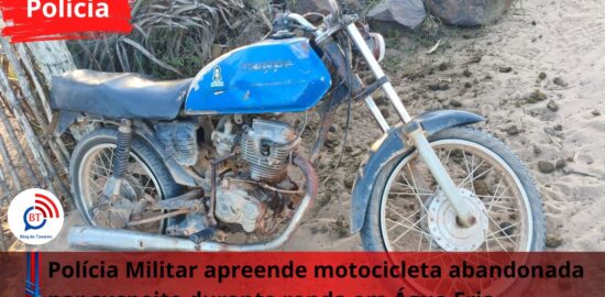 Água Fria: Polícia Militar apreende motocicleta abandonada por suspeito durante ronda na zona rural