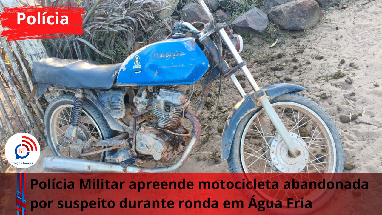 Água Fria: Polícia Militar apreende motocicleta abandonada por suspeito durante ronda na zona rural