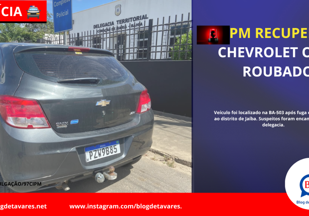 Polícia Militar recupera veículo roubado após perseguição na BA-503 
