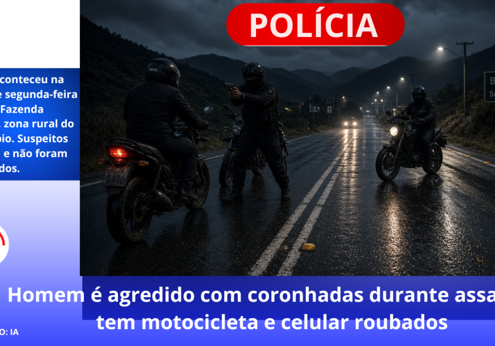 Homem é agredido com coronhadas durante assalto e tem motocicleta e celular roubados  