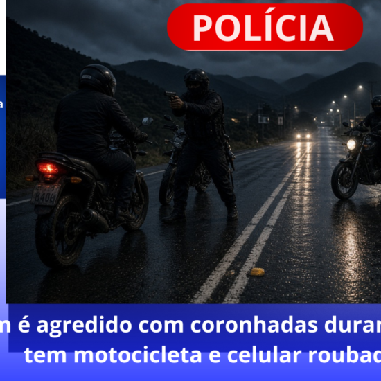 Homem é agredido com coronhadas durante assalto e tem motocicleta e celular roubados  