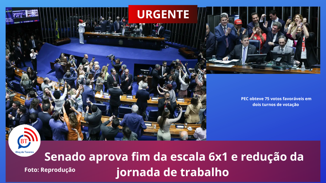 Senado aprova fim da escala 6x1 e redução da jornada de trabalho
