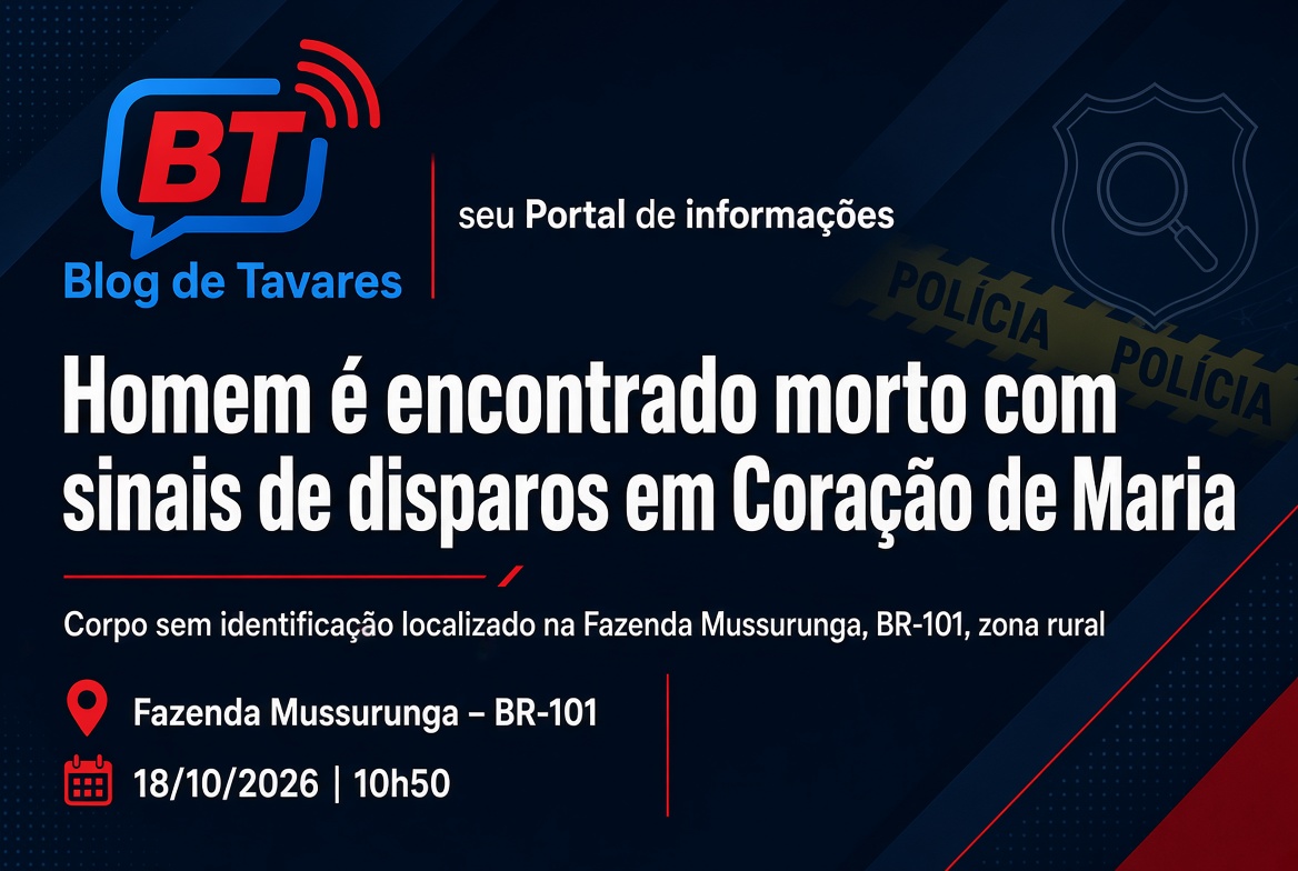 Homem é encontrado morto com sinais de disparos de arma de fogo em zona rural de Coração de Maria 