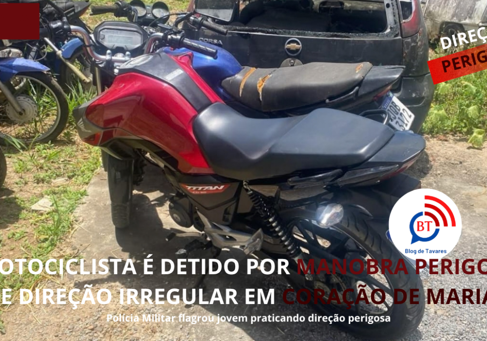 Motociclista é detido por manobra perigosa e direção irregular em Coração de Maria