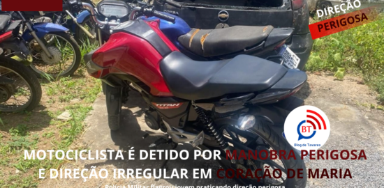 Motociclista é detido por manobra perigosa e direção irregular em Coração de Maria